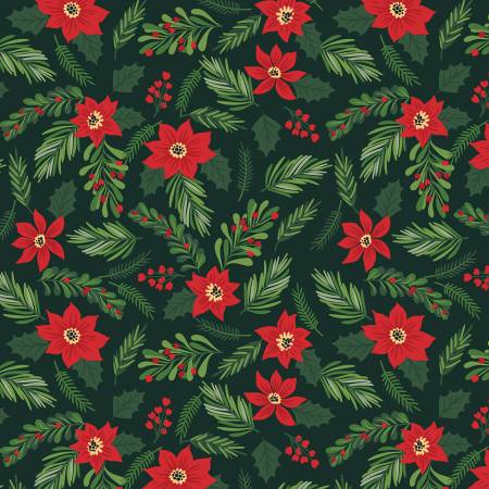 Christmas Fabric - The Magic of Christmas Dark Green Yardage