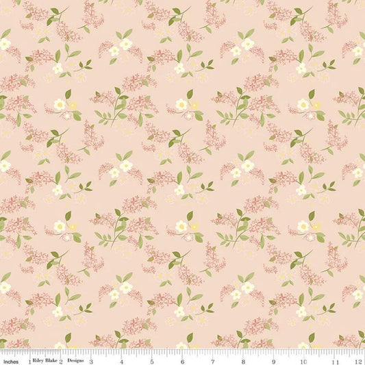 Adel in Spring -Lilacs Pink, Pink Floral yardage, Flowers, Riley Blake, Cotton Fabric Yardage