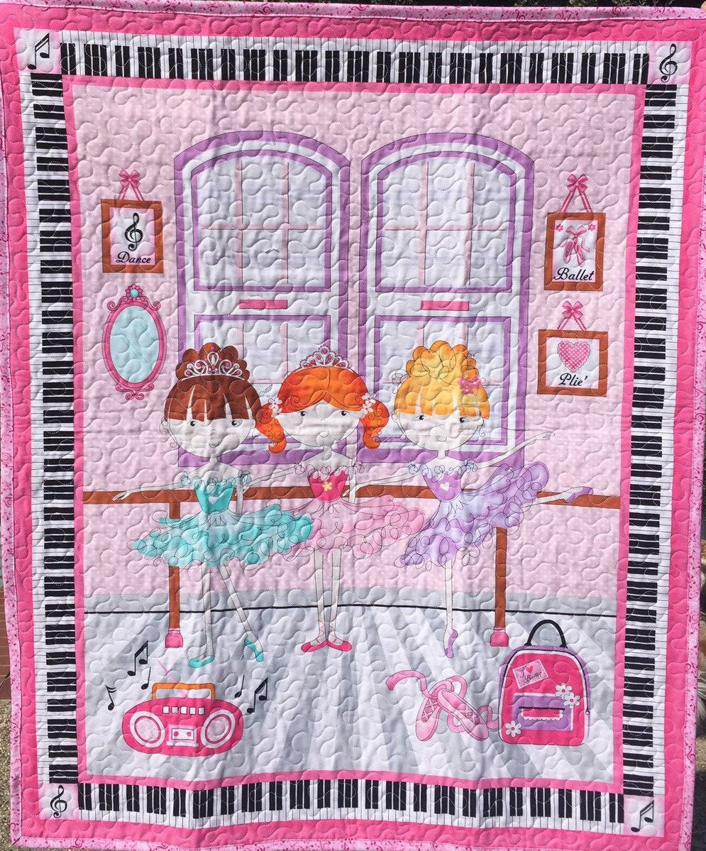 Baby Toddler Girl Quilt, Ballet, Pink, Purple, Blanket