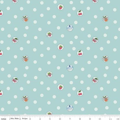Floral Fabric Squares, Strawberries, Cherries, Gingham, Pink, Blue, Green, 5 inch, 42 Squares Total, Riley Blake