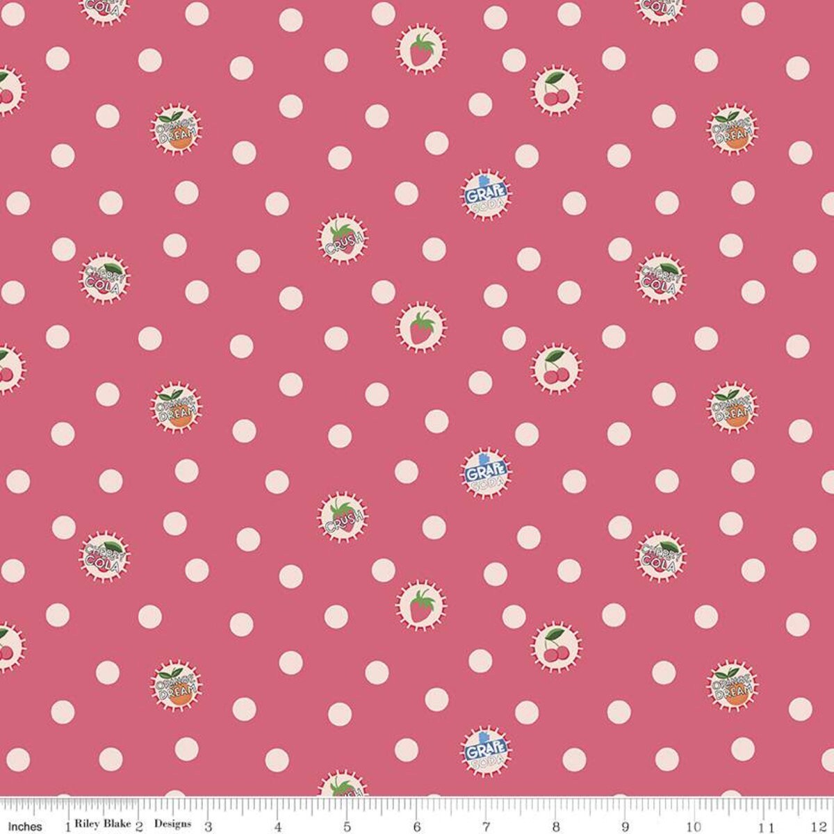 Floral Fabric Squares, Strawberries, Cherries, Gingham, Pink, Blue, Green, 5 inch, 42 Squares Total, Riley Blake
