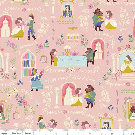 Beauty and the Beast, Main, Pink, C530, Riley Blake Designs, cotton fabric yardage