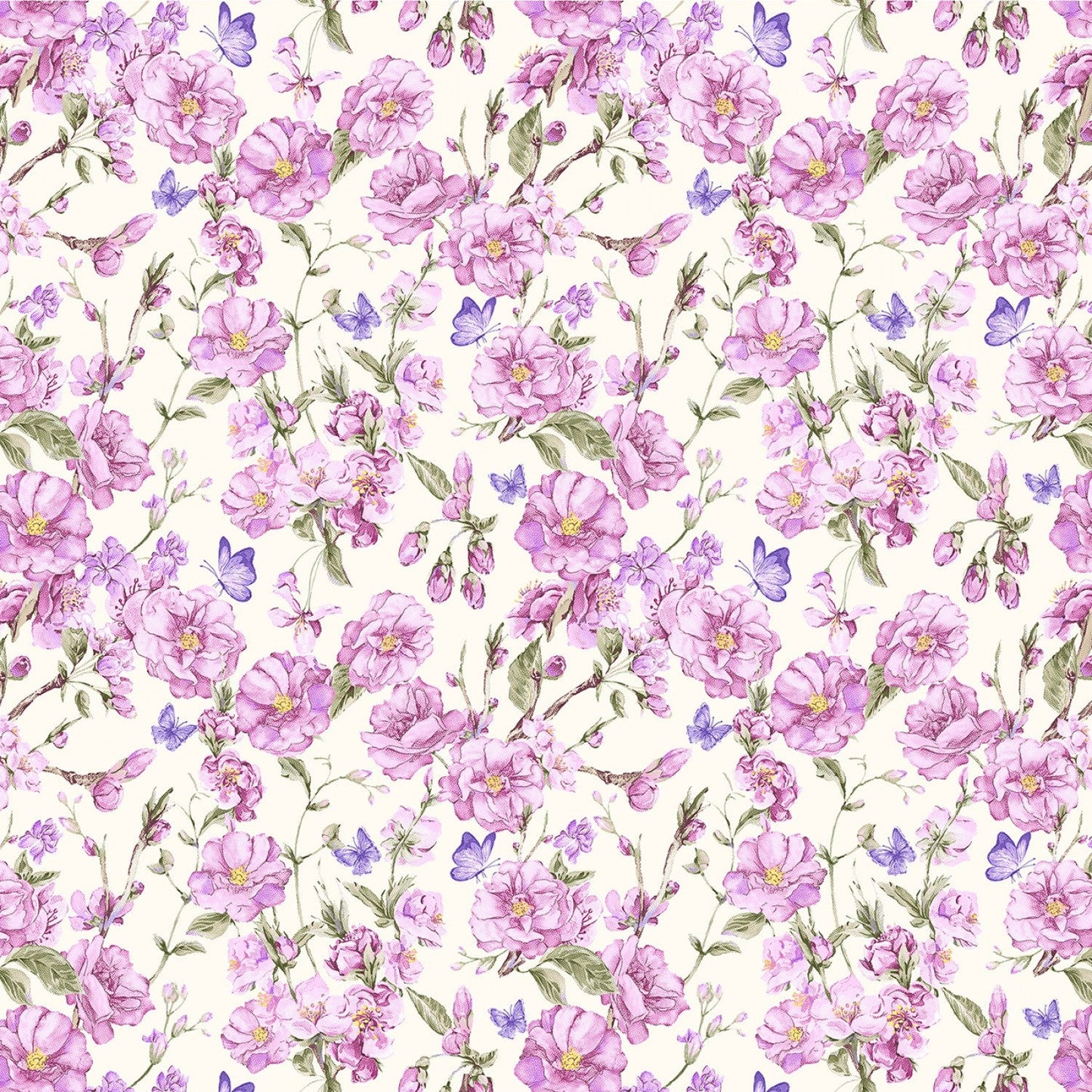 Lavender Floral Fabric Yardage: Judy's Bloom Collection by Benartex