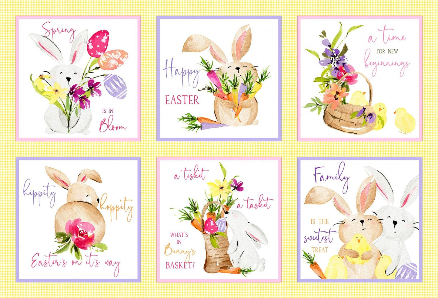 Easter Spring Fabric Panel, Hoppy Easter, Beane Beesley Designs Collection