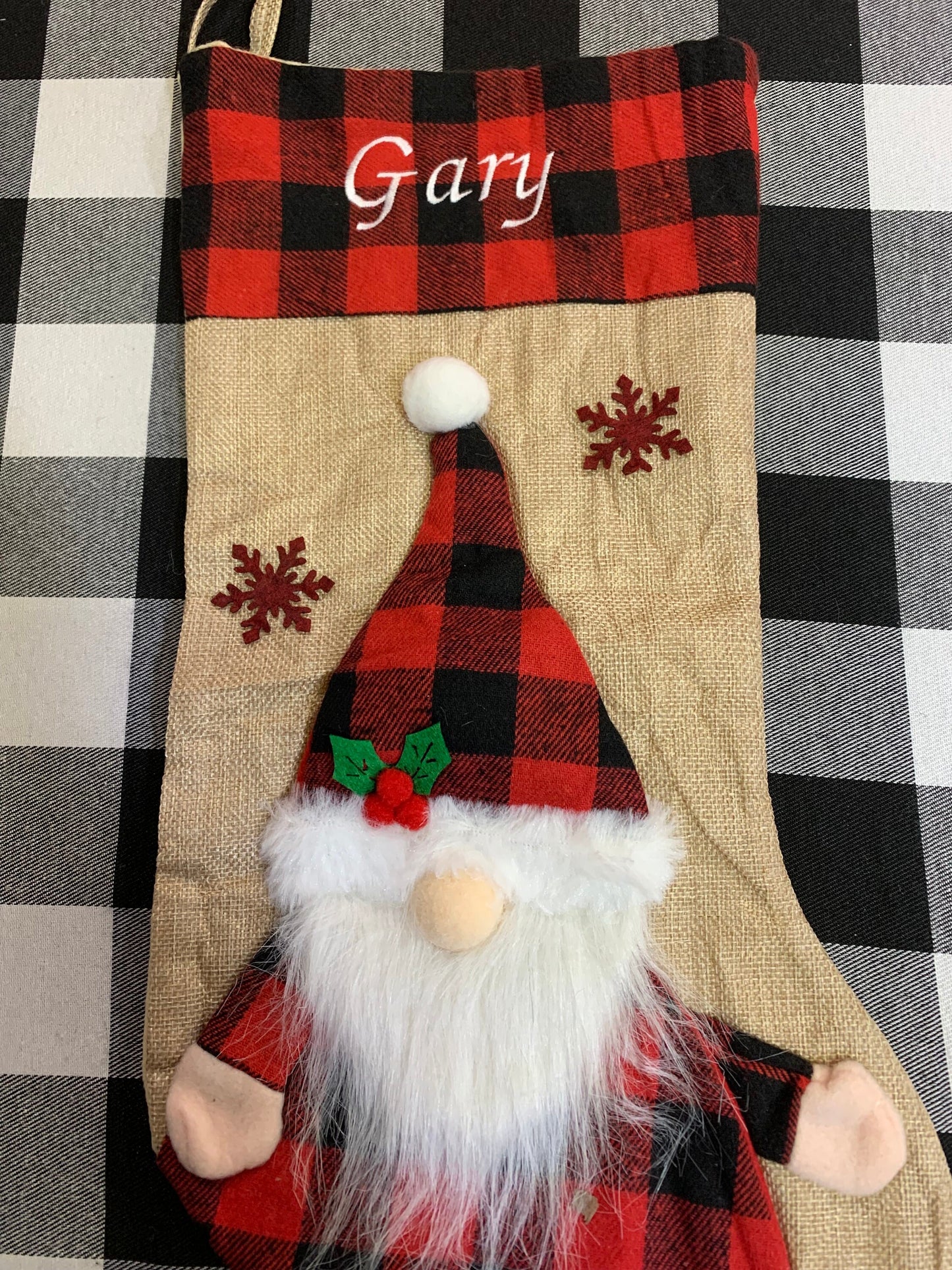 Personalized Christmas Stocking, Gnome, Santa Claus, Snowman