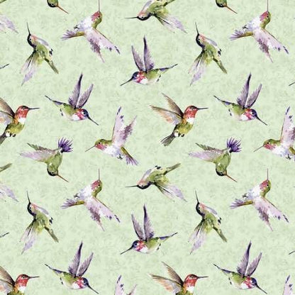 Floral Fabric Squares, Hummingbird Floral, Charm Pack, Lavender, Green, Pink, Wilmington Prints, 5 inch squares, 42 squares