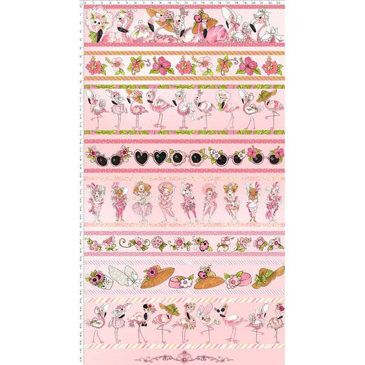 Flamingo Borders Pink Fabric Panel, Loralie Designs, 692332