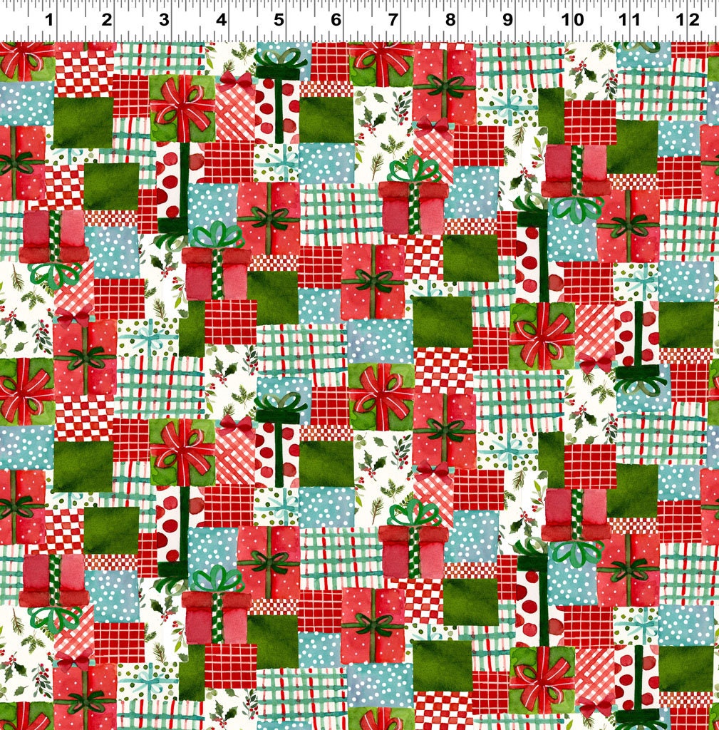 Christmas Fabric Squares Bundle, Charm Pack, Fabric Stacker, Snowman Christmas, Red, Green, Blue, Clothworks, 5 inch squares