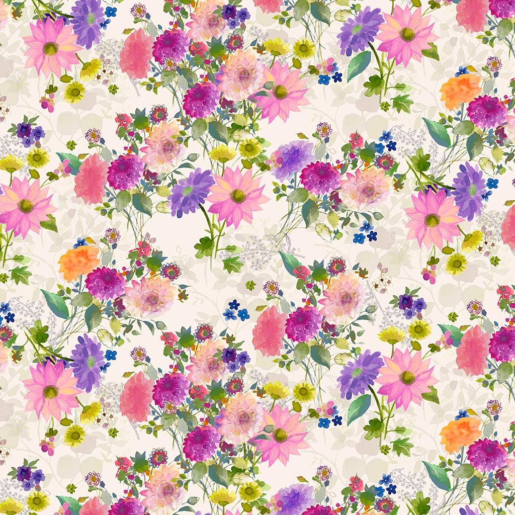 Floral Fabric Squares, 5 inch Stacker, Garden Fresh, Charm Pack, Clothworks, Sue Zipkin