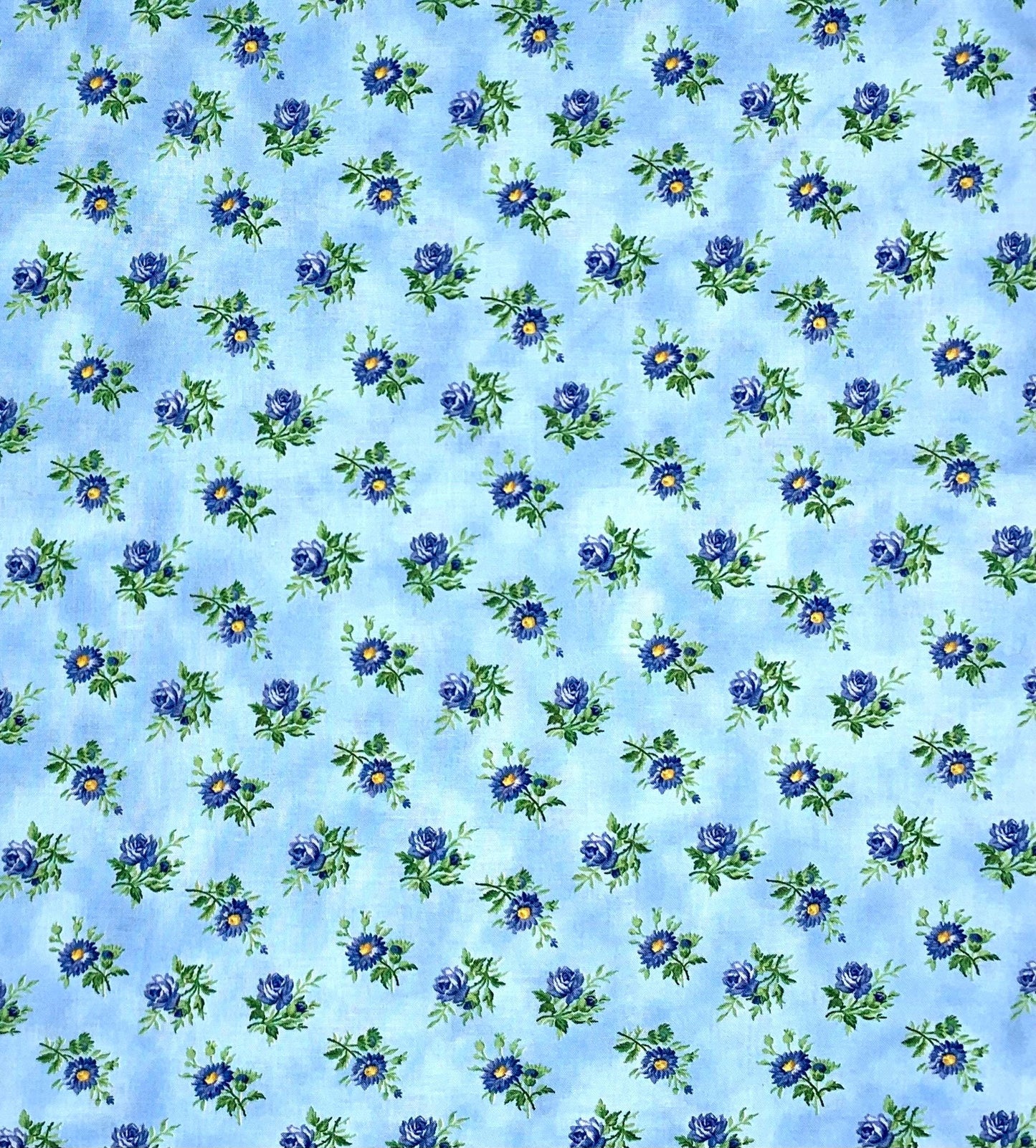 Blue Floral Fabric Yardage, Summer Breeze, Moda Prints