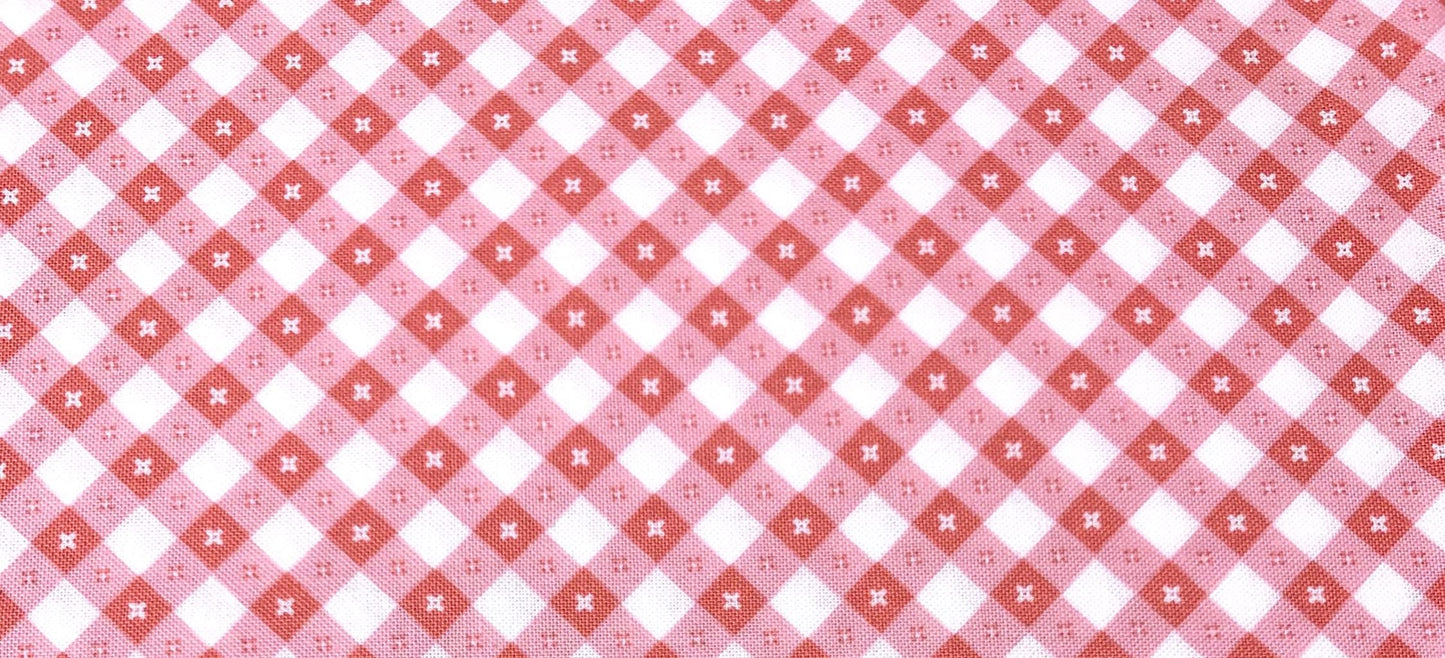 Pink White Plaid, Gingham Picnic, Poppie Cotton, Spring, Cotton Yardage