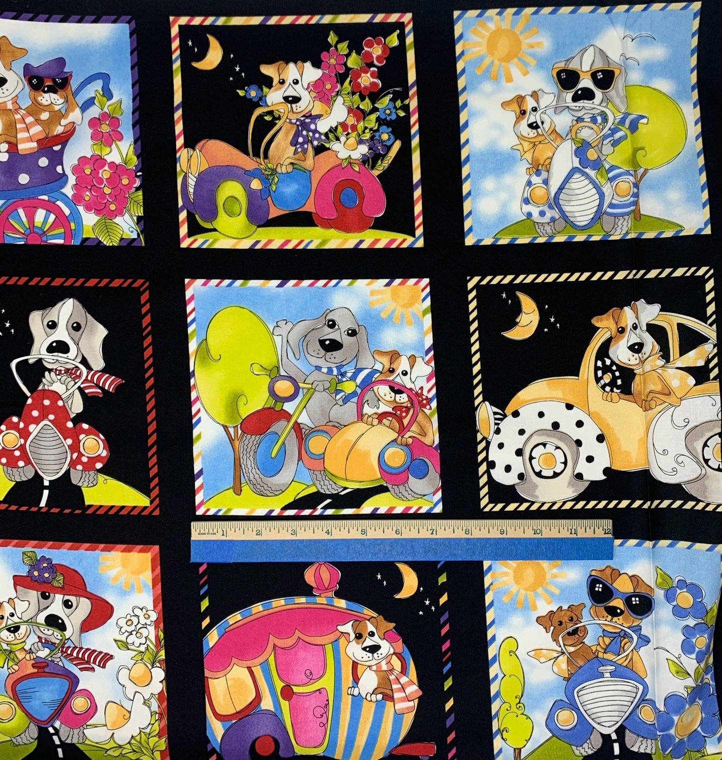 Go Doggie! Fabric Panel, Dog Panel, Loralie Designs