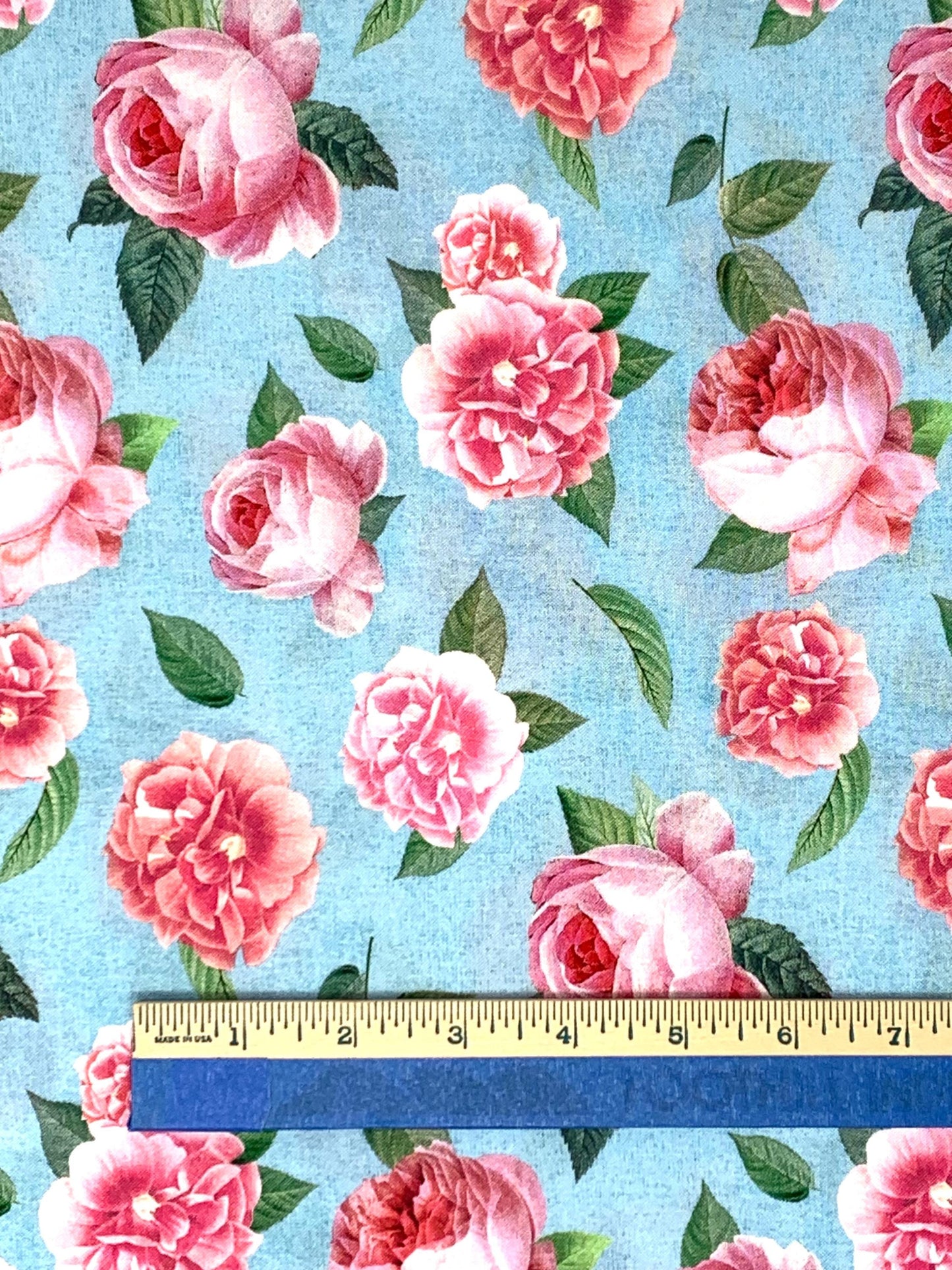 Blue Pink Floral yardage, Fleur, Pink, Flowers, Blooms, Blossoms, Timeless Treasres