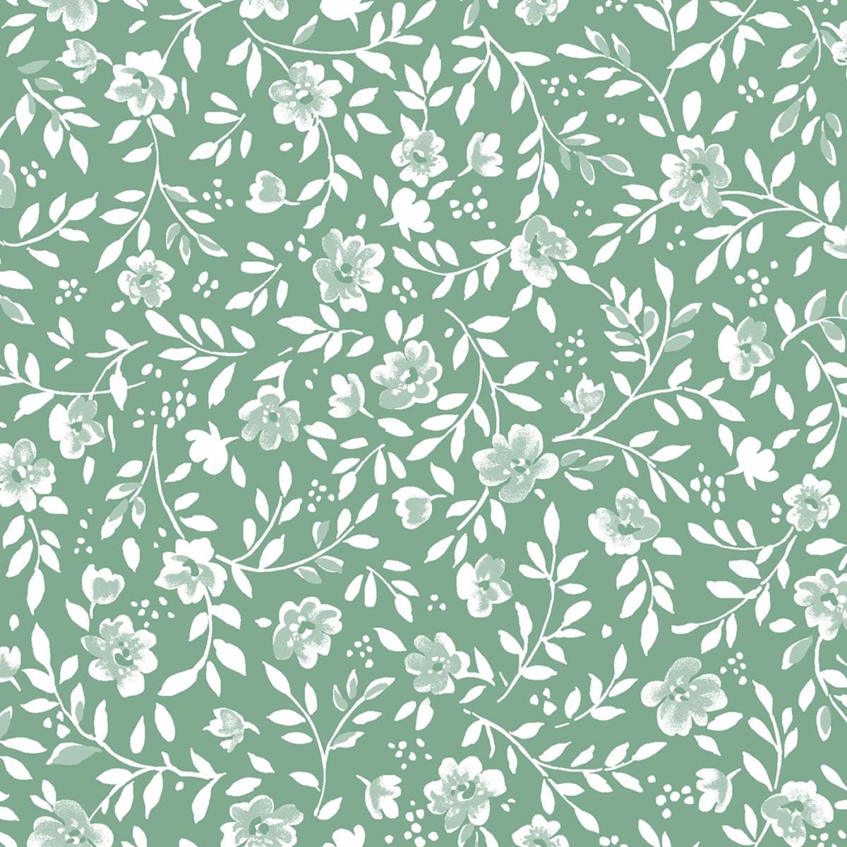 Floral Charm Pack, Garden Picnic, Pink, Green, Black, Maywood Studio, Charm Pack, Pink,