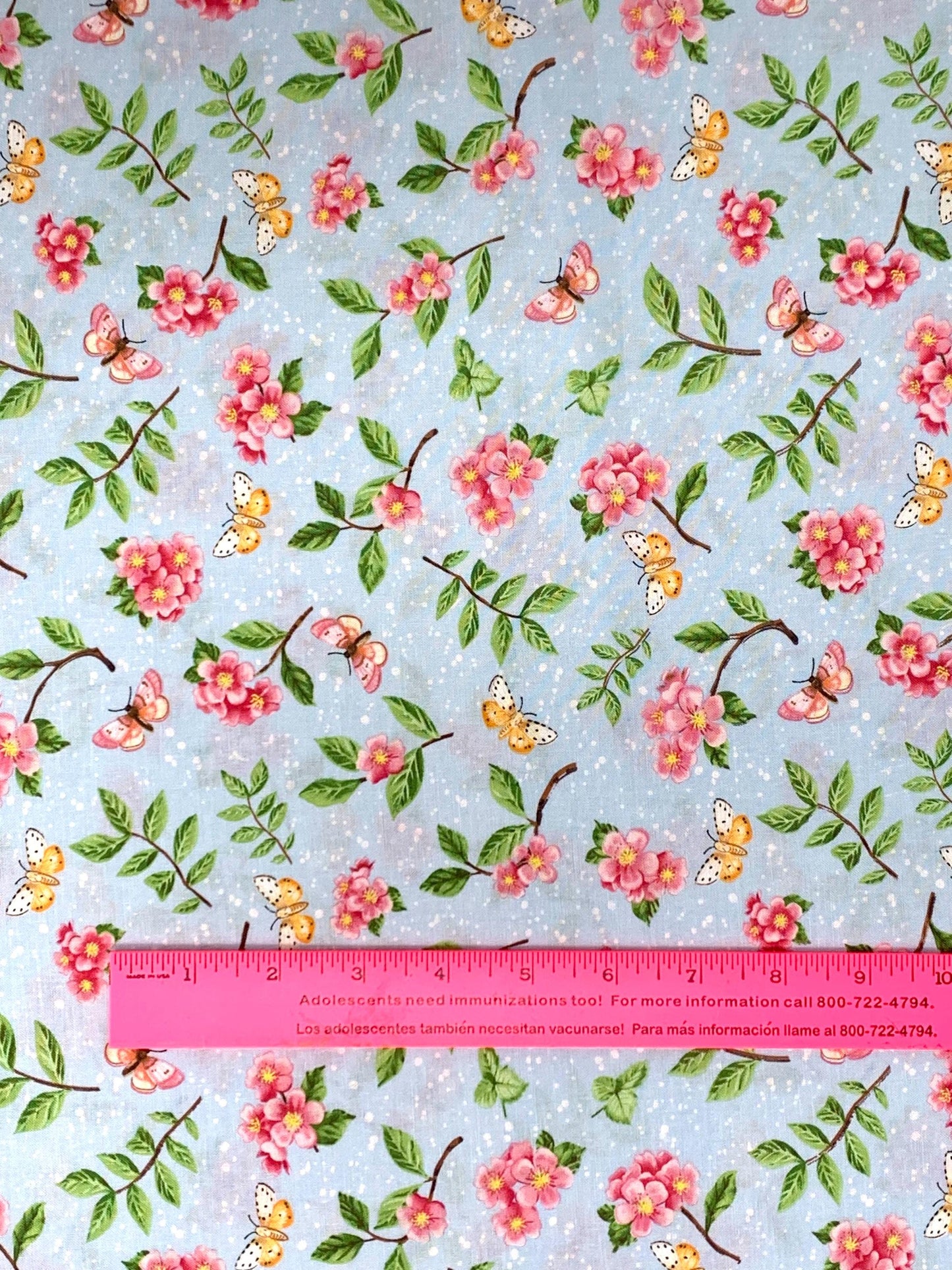 Butterflies and Flowers Light Blue yardage, Enchanted Forest, Jane Alison, Henry Glass Fabrics