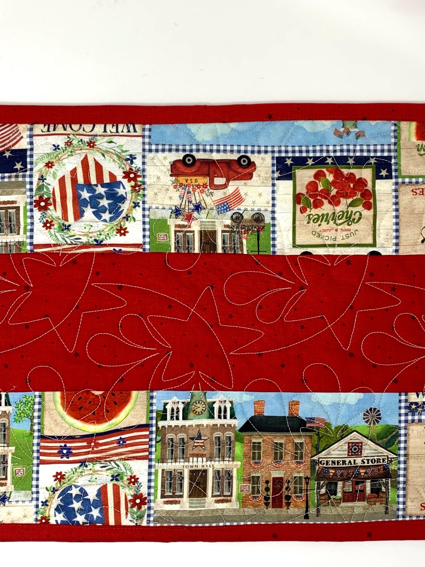 Patriotic Table Runner, Fourth of July, Independence Day, Memorial Day, Red, White, Blue, Table Runner Quilt, Stars, Handmade Quilt