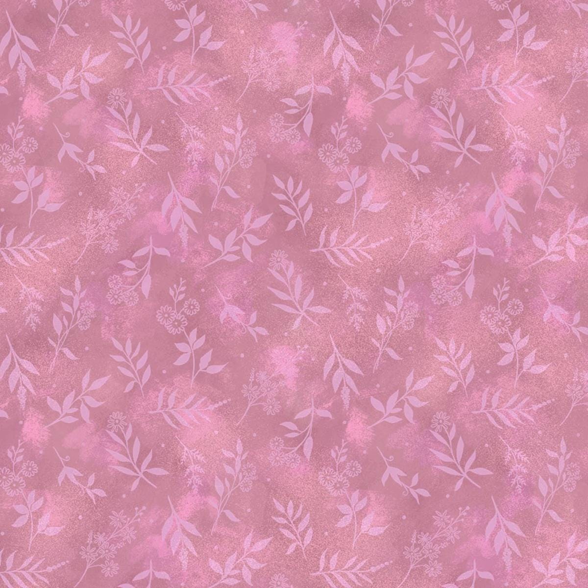 Pink Simple Life Digital Leaves, Clothworks, Pink Fabric yardage