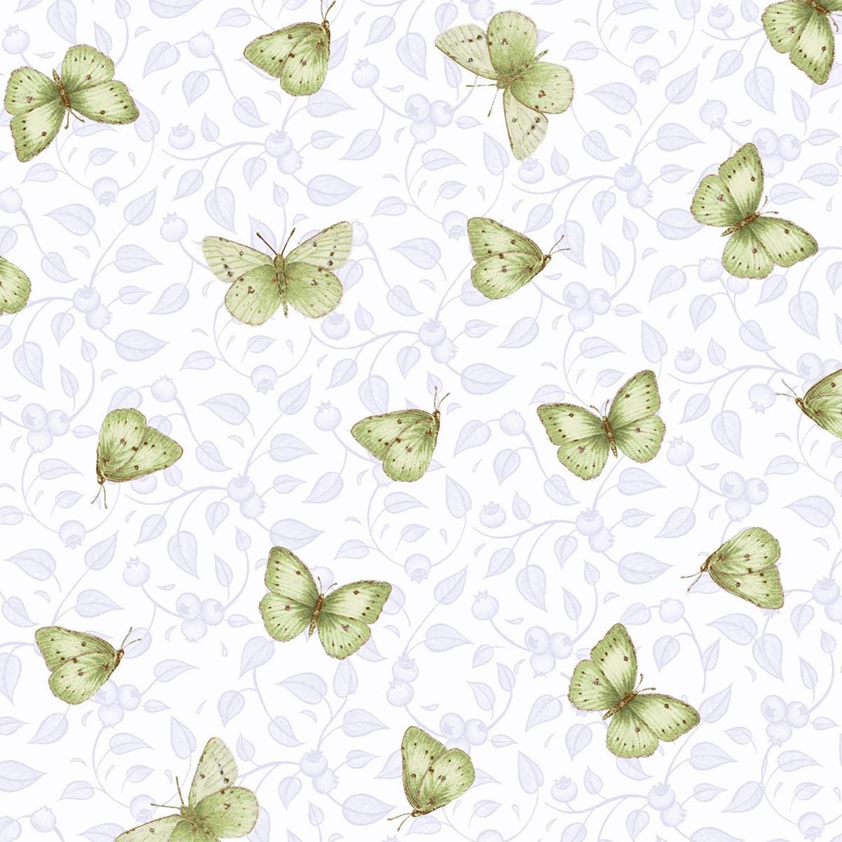 Blue Green Tossed Butterflies, Henry Glass Studios, Green, Blue, Butterfly, Berrylicious