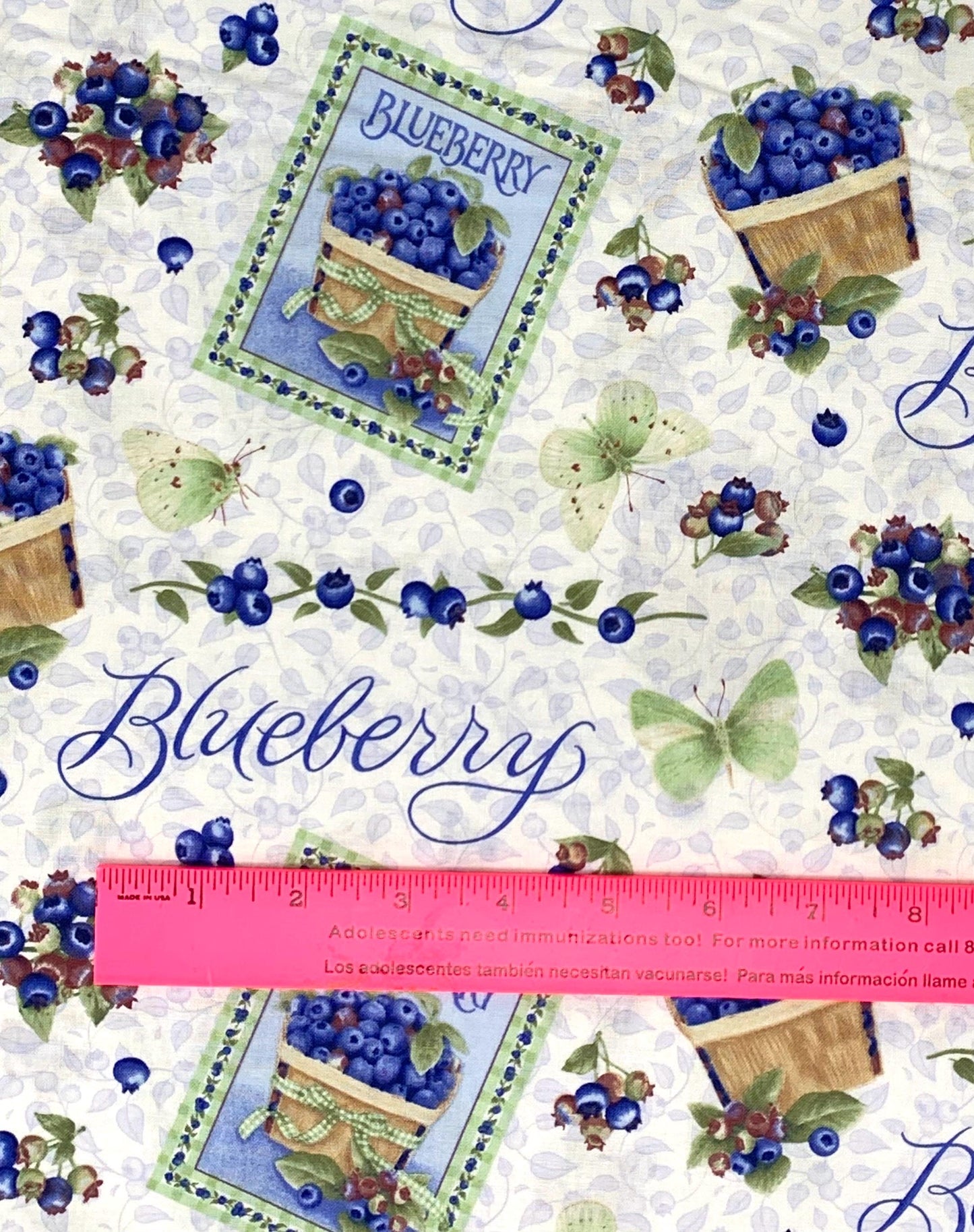 All Over Blueberry Yardage, Henry Glass Studios, Blue, White, Berrylicious