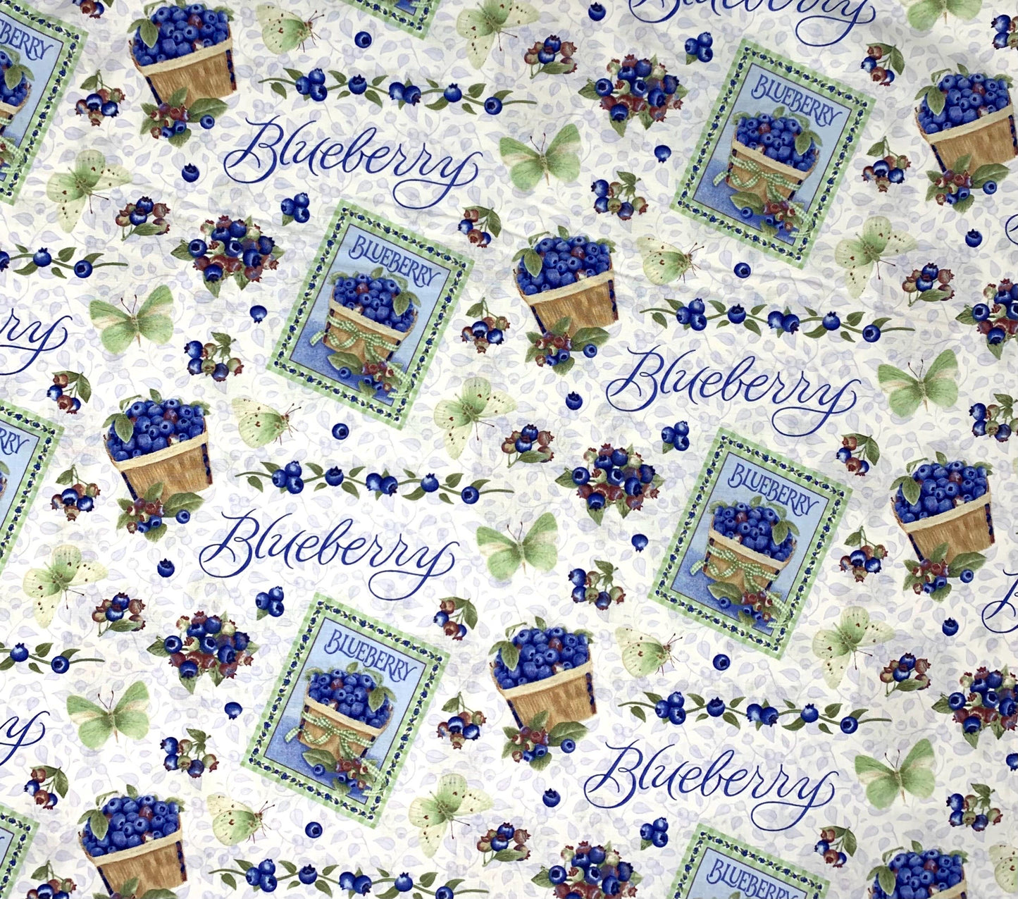 All Over Blueberry Yardage, Henry Glass Studios, Blue, White, Berrylicious