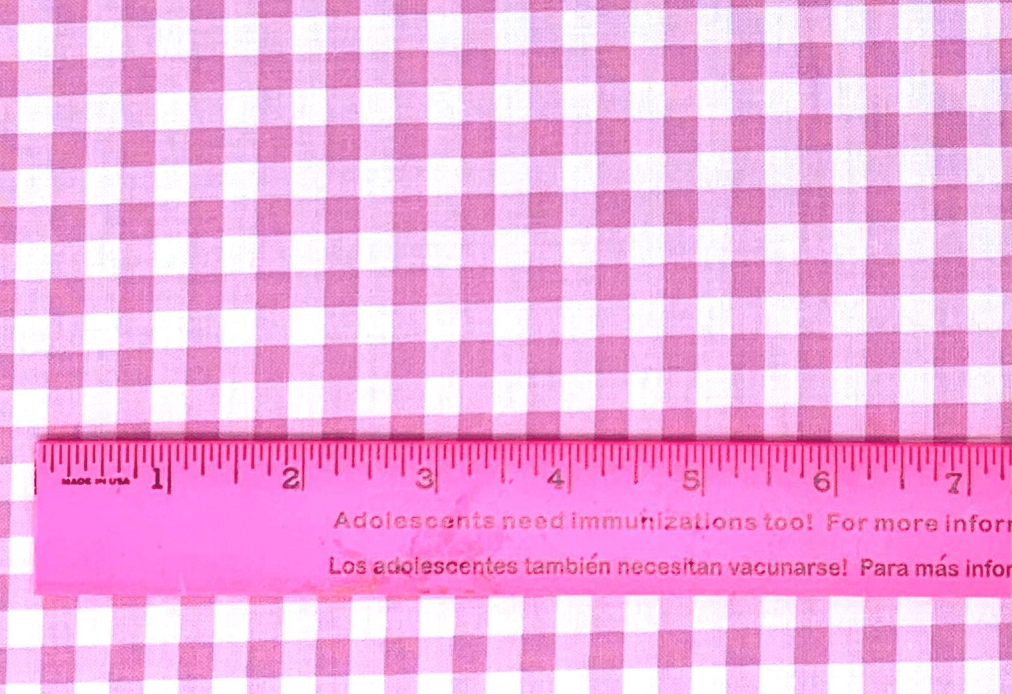 Pink White Gingham Check, Bubble Gum Pink, Wilmington Prints, Pink Cotton Fabric Yardage