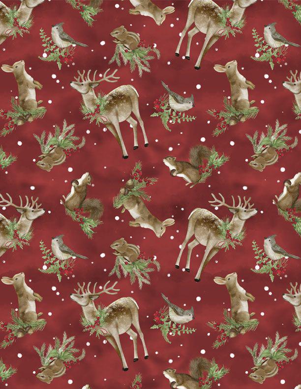 Christmas Winter Fabric Squares, Woodland Snowmen, Wilmington Prints, 5 inches, 42 squares