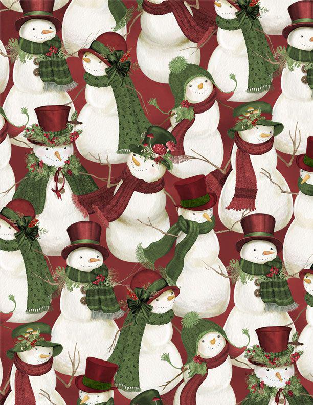 Christmas Winter Fabric Squares, Woodland Snowmen, Wilmington Prints, 5 inches, 42 squares