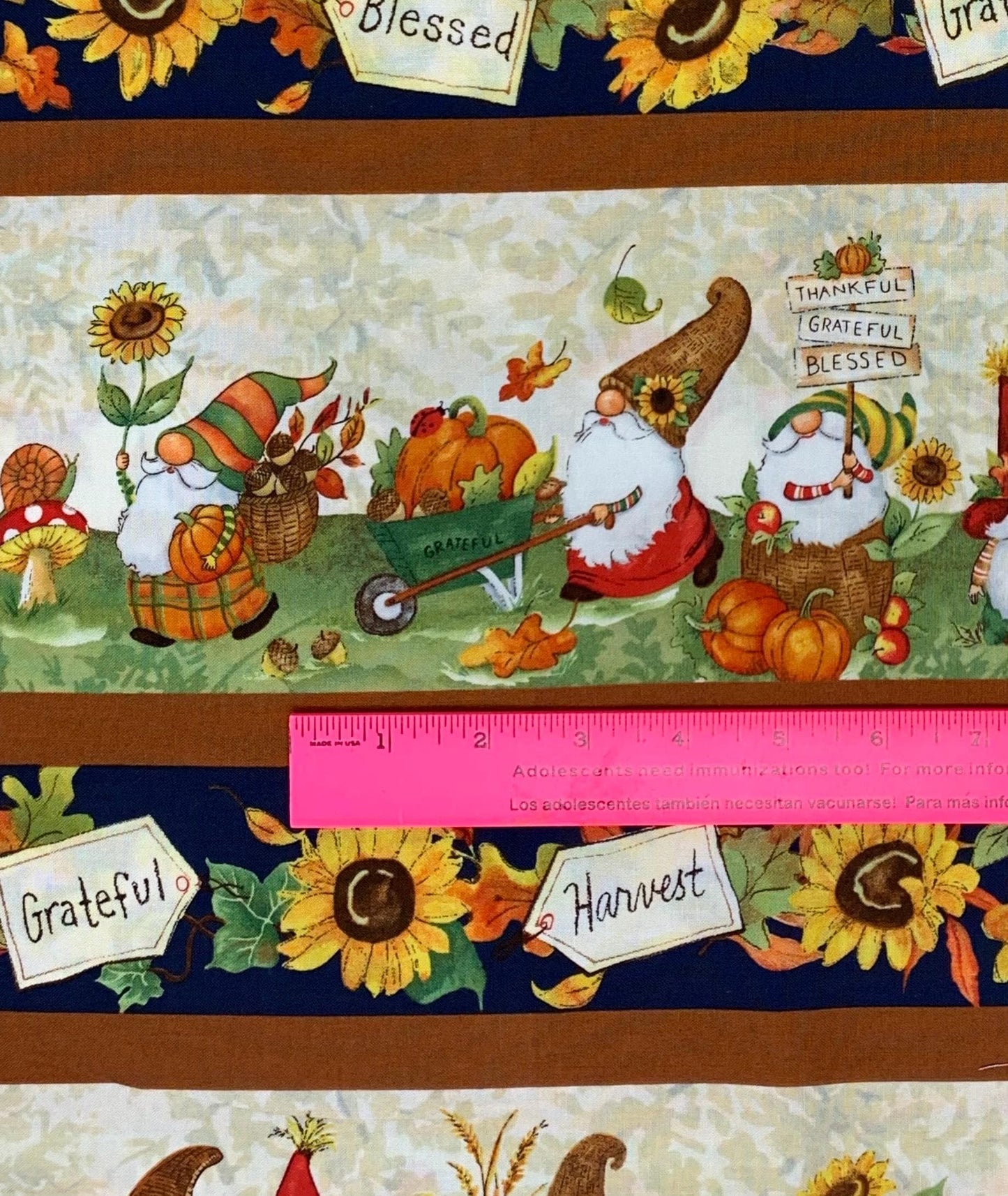 Gnome Repeating Stripe, Gnome-Kin Patch, Fall yardage, Susan Winget, Wilmington Prints