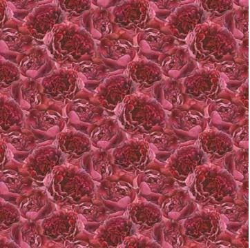 Floral Fabric Squares, Crimson Blooms, Wilmington Prints, 5 inches, 42 squares