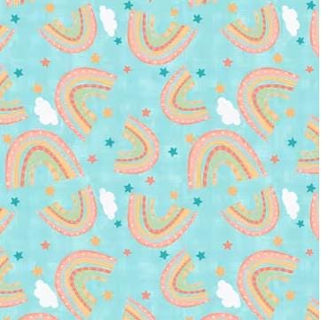 Fabric Squares, Rainbow Dreams, Charm Pack, Pink, Blue, Yellow, Wilmington Prints