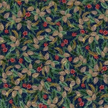 Christmas Floral Fabric Squares, Charm Pack, Joyful, Green, Red, P & B Textiles, 5 inch squares
