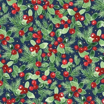 Christmas Floral Fabric Squares, Charm Pack, Joyful, Green, Red, P & B Textiles, 5 inch squares