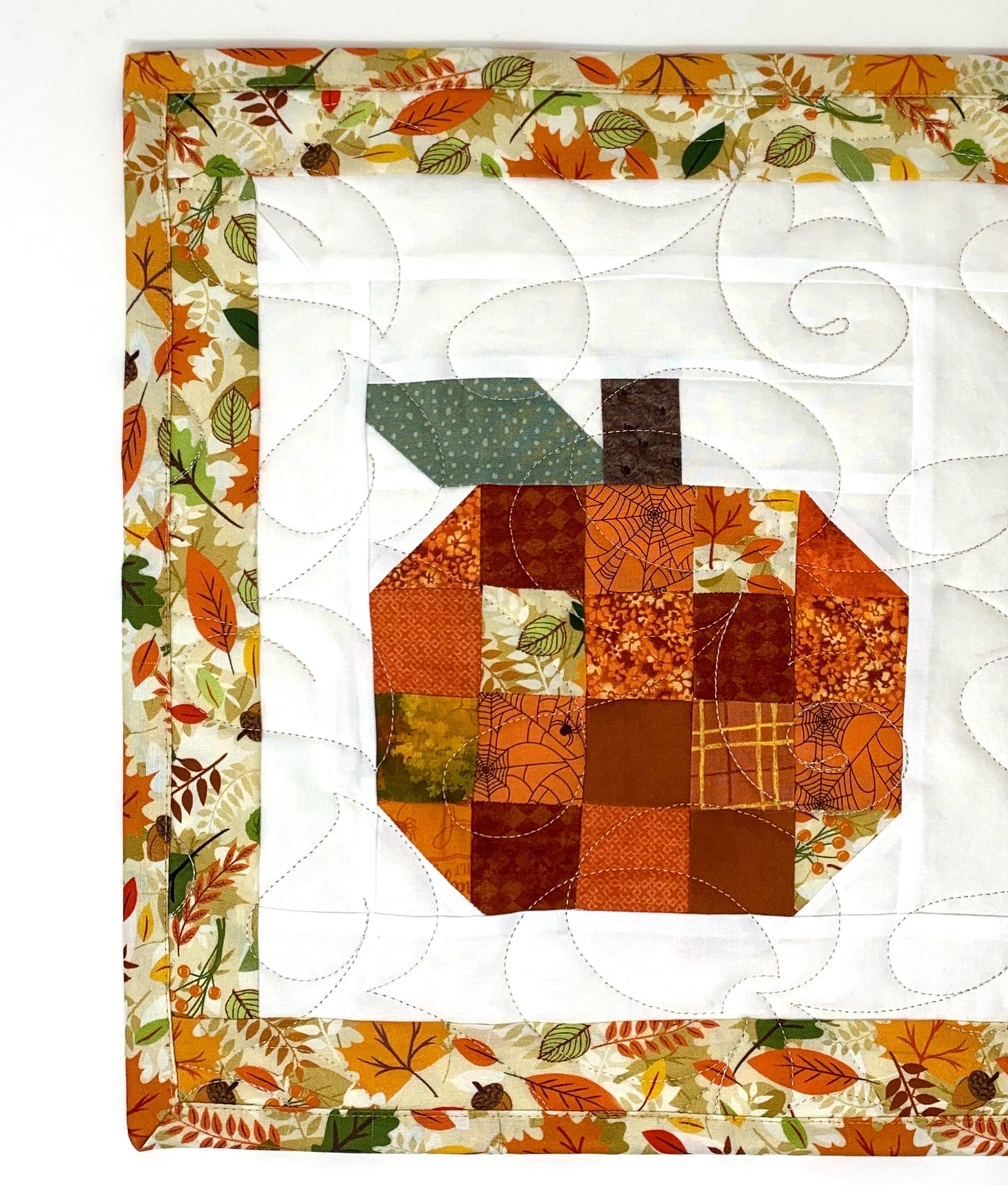 Pumpkin Table Runner Quilt, Fall, Autumn, Orange, Handmade