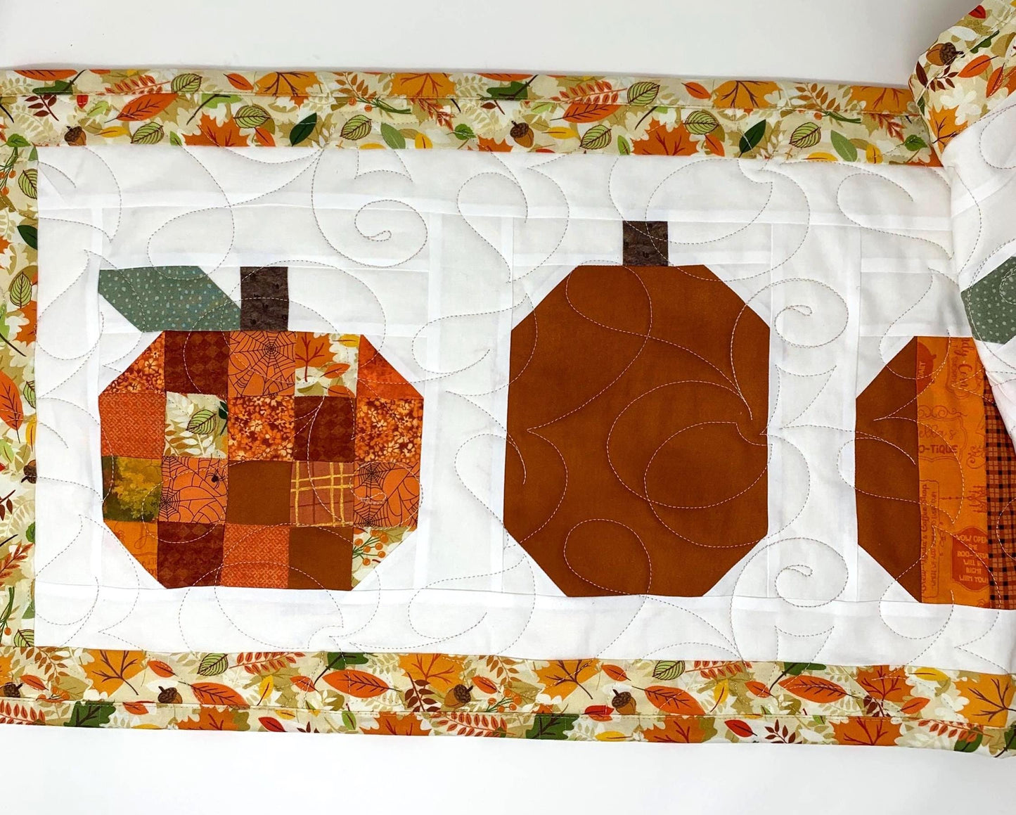 Pumpkin Table Runner Quilt, Fall, Autumn, Orange, Handmade