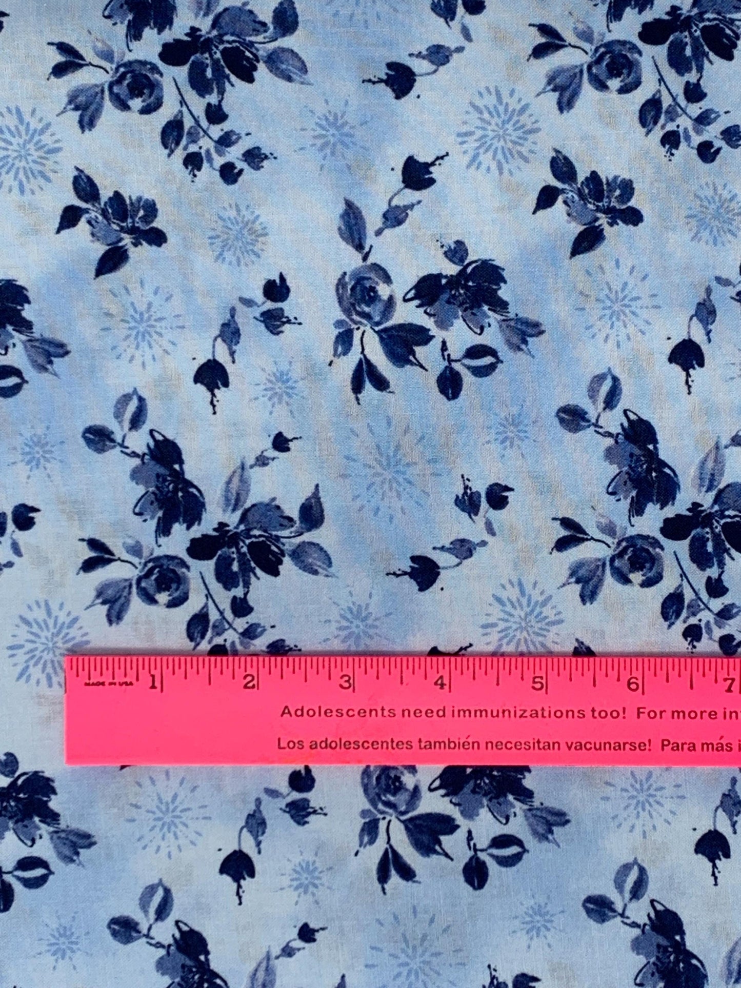 Blue Floral Fabric Yardage, Dreaming in Blue, Light Blue Bouquet Toss, Wilmington Prints