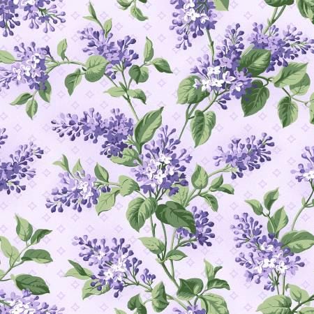 Floral Charm Pack, Lilac Lane, Purple, Green, Lavender, Maywood Studio, Charm Pack