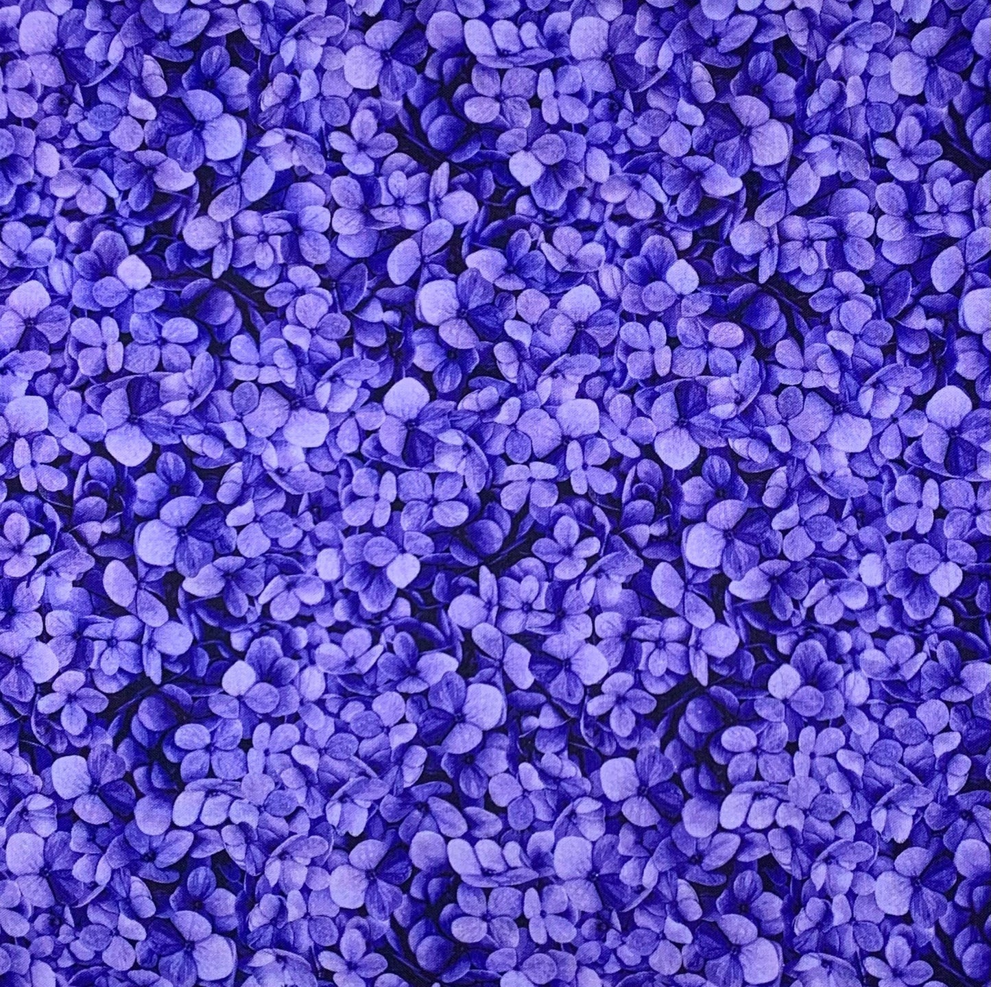 Purple Packed Hydrangea Petals Floral yardage, Midnight Bloom, Timeless Treasres
