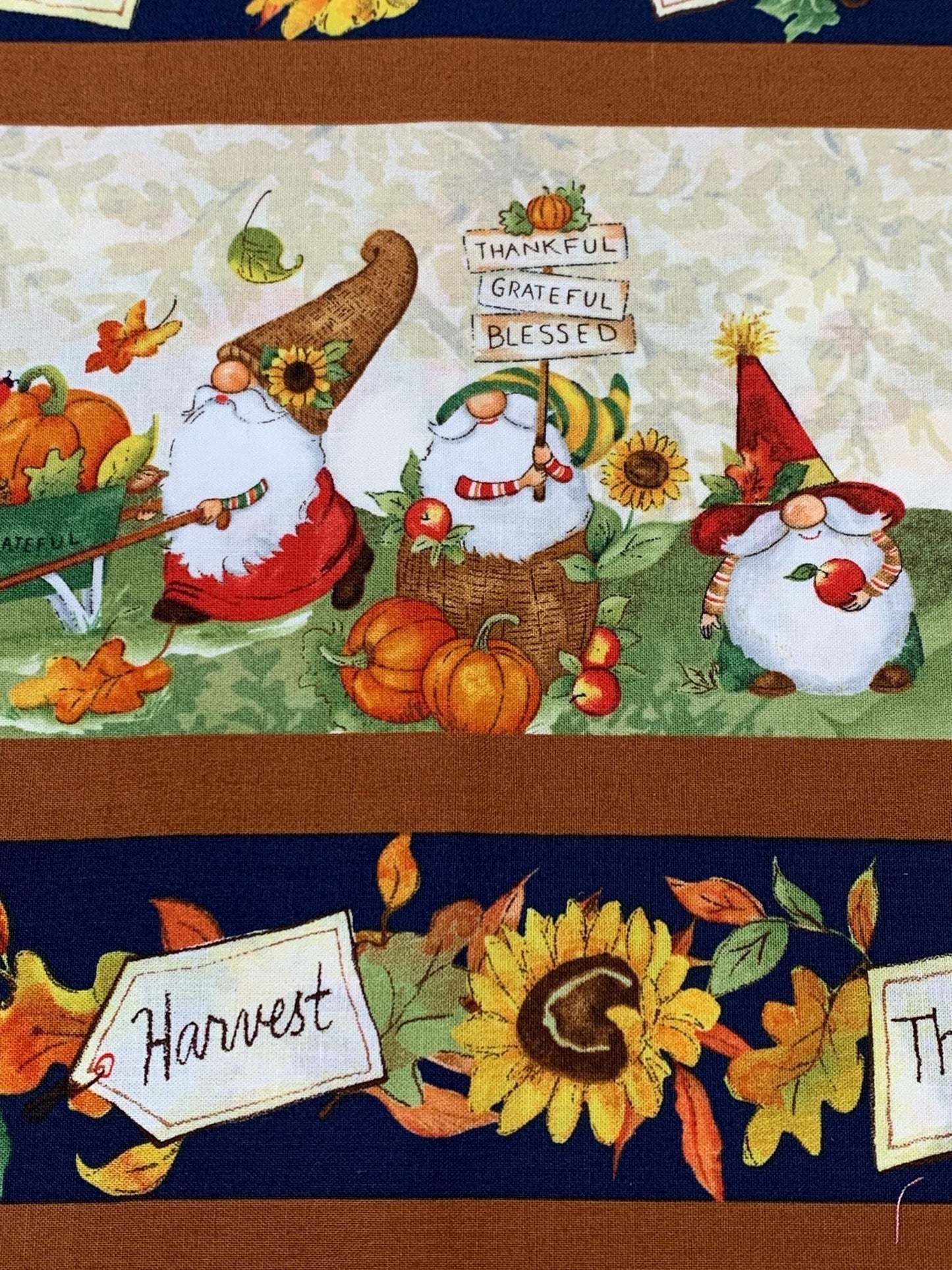 Gnome Repeating Stripe, Gnome-Kin Patch, Fall yardage, Susan Winget, Wilmington Prints