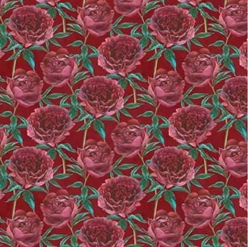 Floral Fabric Squares, Crimson Blooms, Wilmington Prints, 5 inches, 42 squares