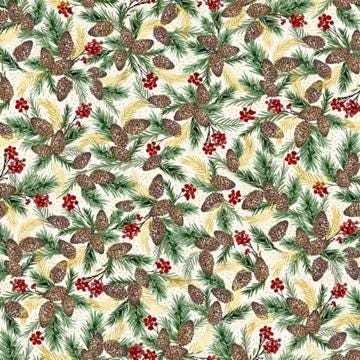 Christmas Floral Fabric Squares, Charm Pack, Joyful, Green, Red, P & B Textiles, 5 inch squares