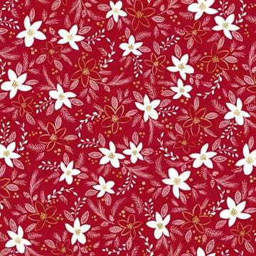 Christmas Floral Fabric Squares, Charm Pack, Joyful, Green, Red, P & B Textiles, 5 inch squares