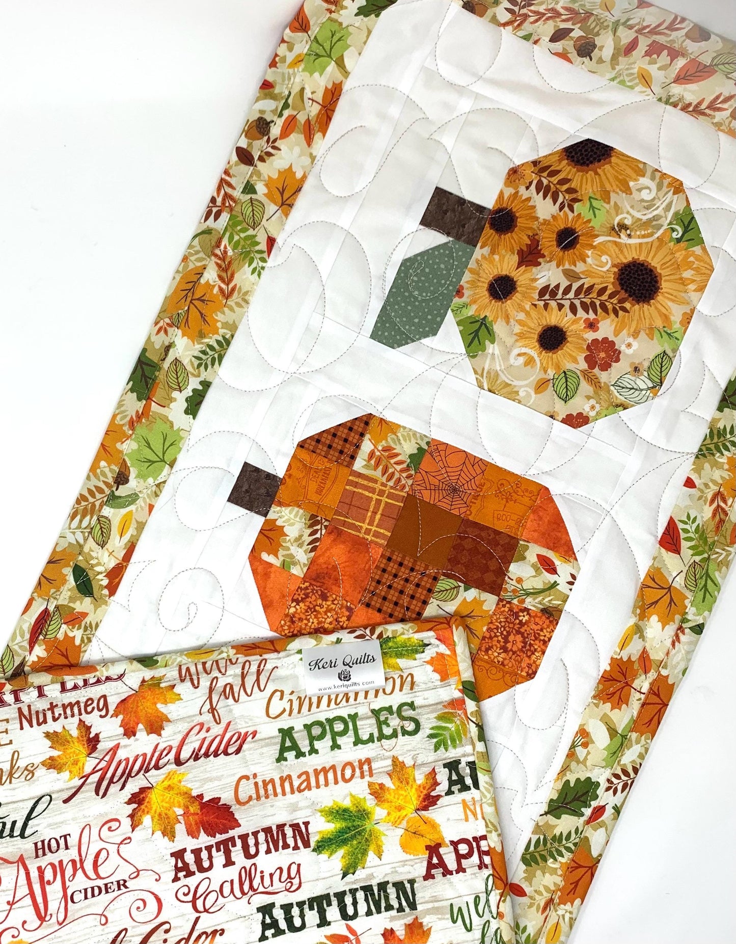 Pumpkin Table Runner Quilt, Fall, Autumn, Orange, Handmade