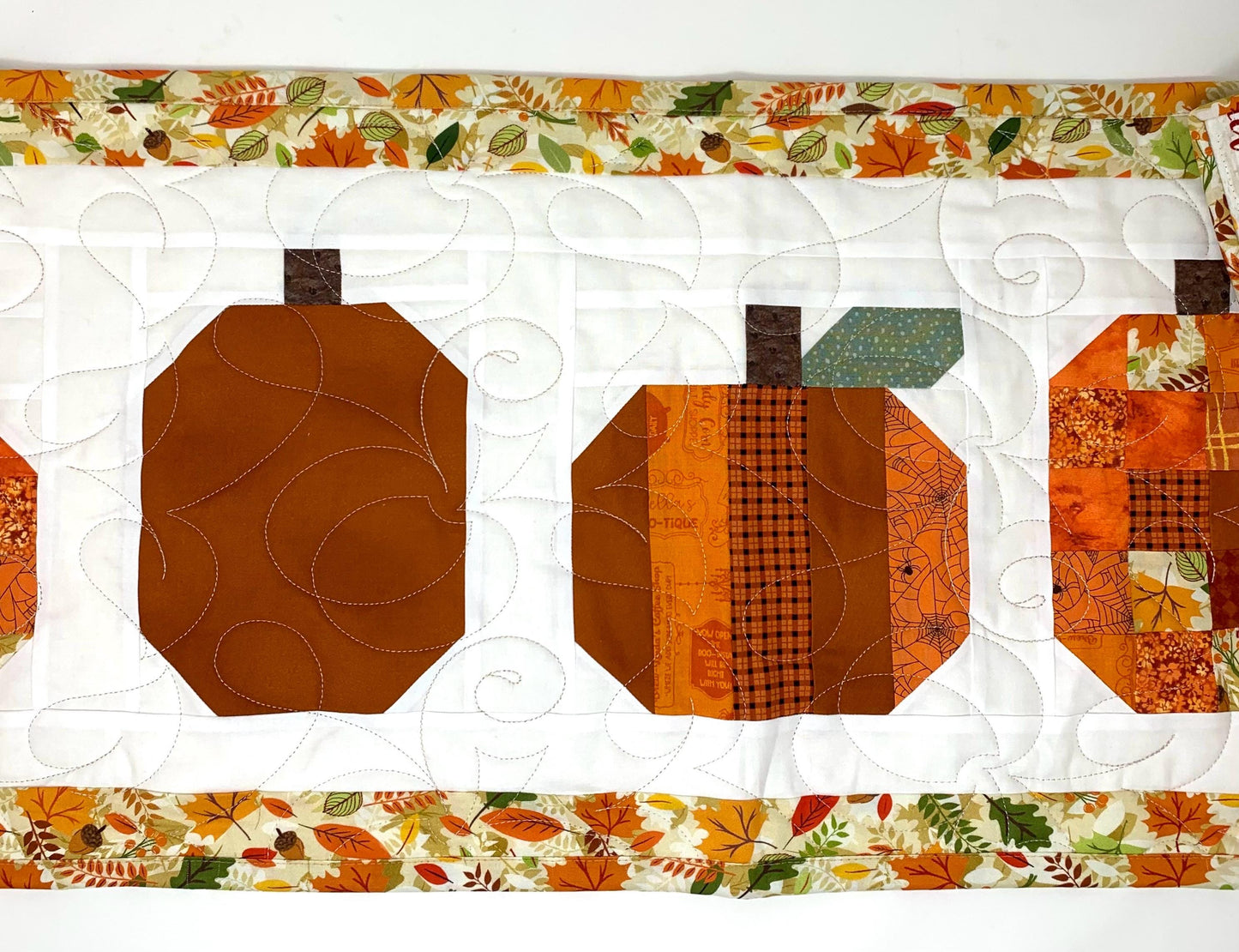 Pumpkin Table Runner Quilt, Fall, Autumn, Orange, Handmade