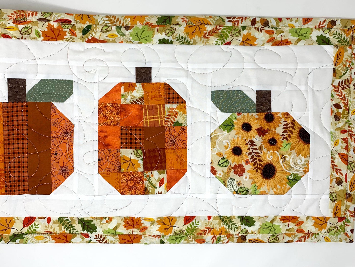 Pumpkin Table Runner Quilt, Fall, Autumn, Orange, Handmade
