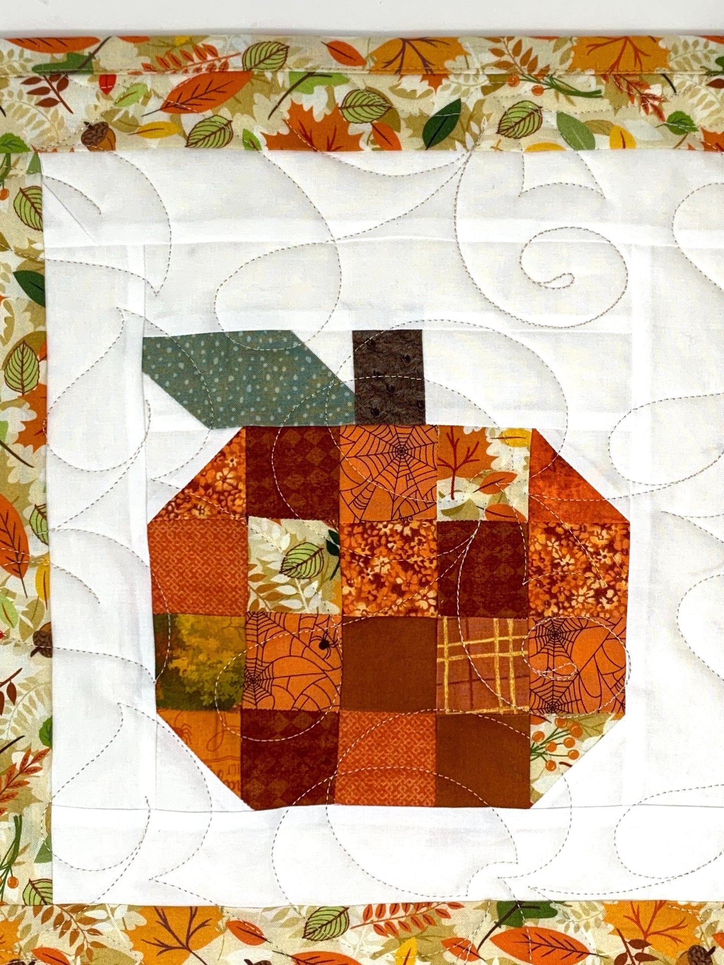 Pumpkin Table Runner Quilt, Fall, Autumn, Orange, Handmade