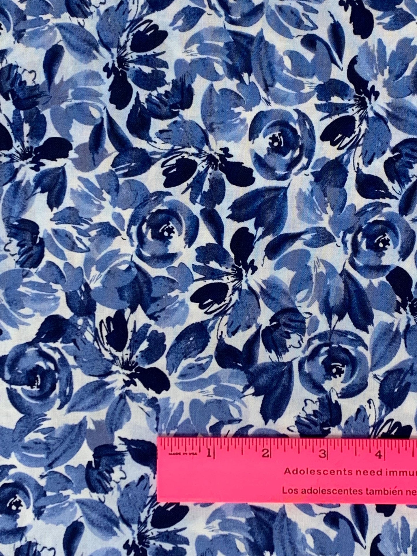 Blue White Floral Fabric Yardage, Dreaming in Blue, Packed Flowers, Wilmington Prints