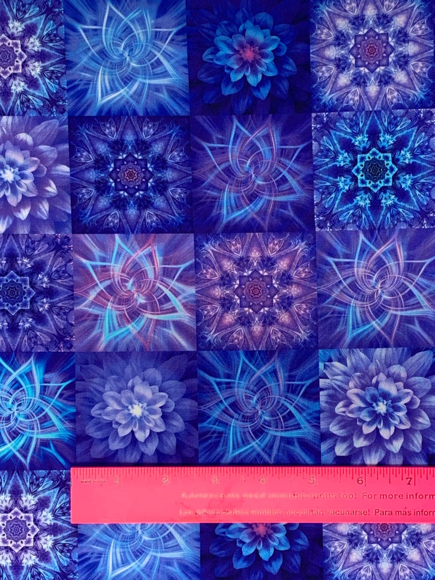 Dream Big Tiles in Indigo by Hoffman Fabric