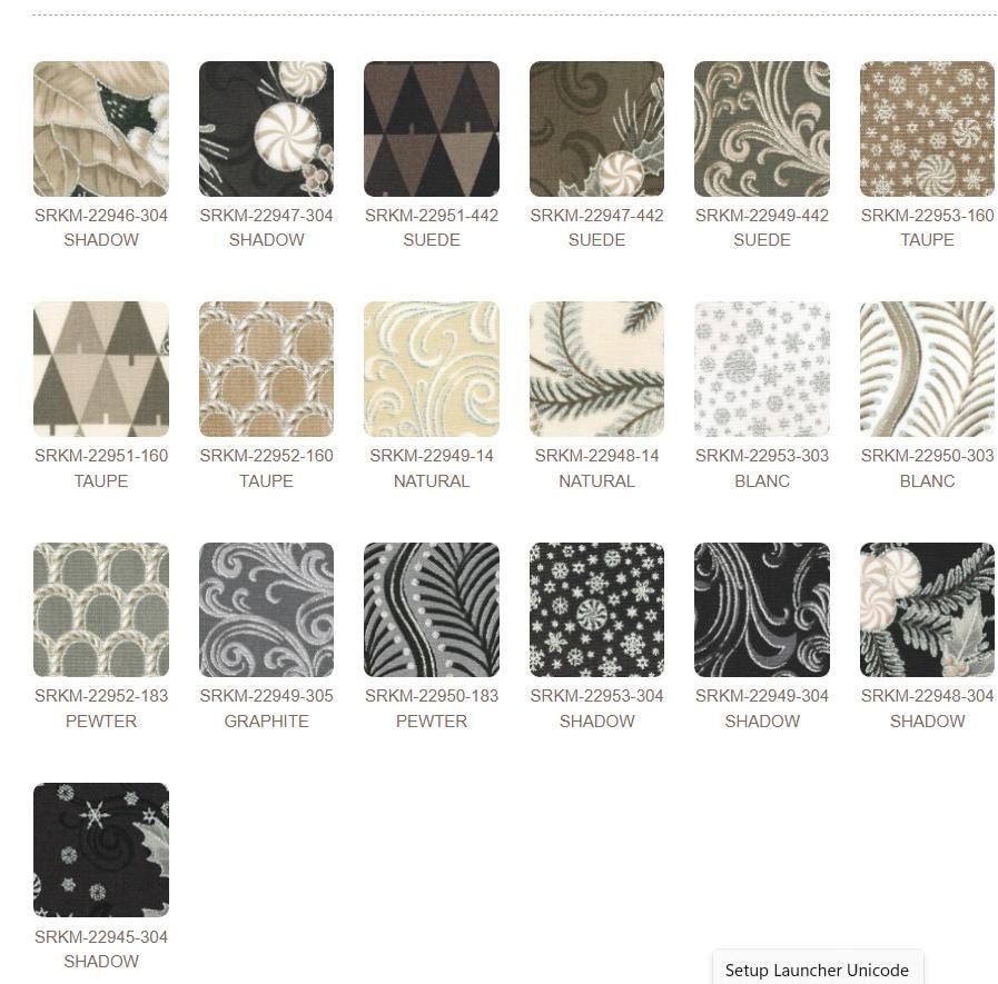 Holiday Flourish Fabric Squares: Peppermint Twist Graphite Colorstory Charm Pack, 5 inch (42 Pieces)