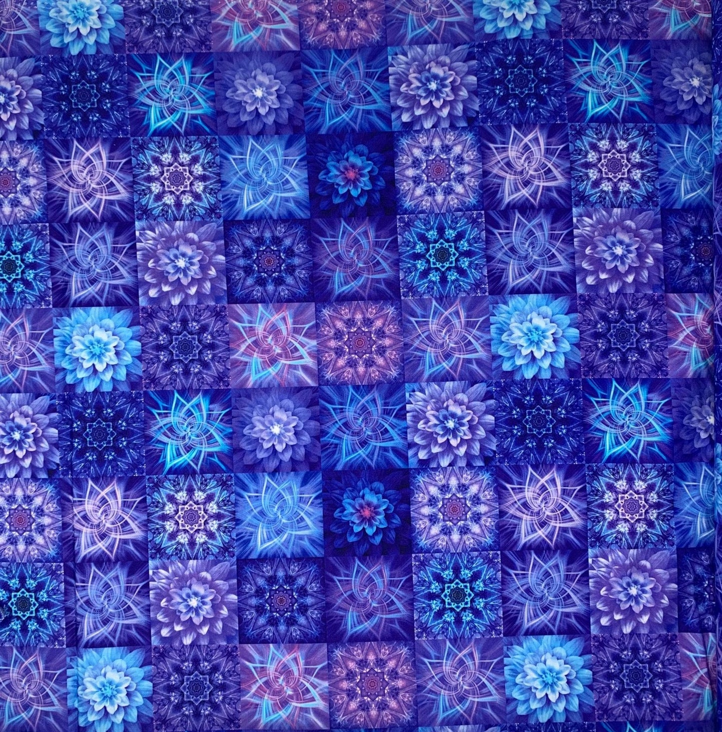 Dream Big Tiles in Indigo by Hoffman Fabric