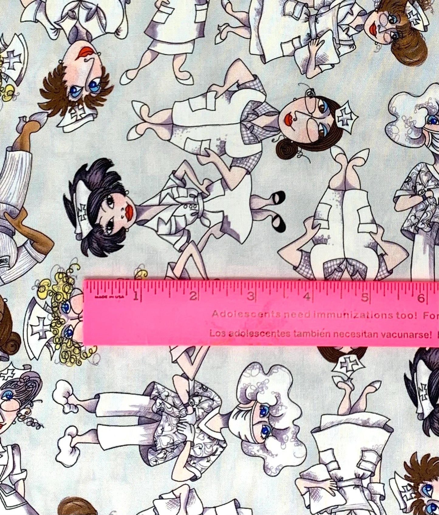 Nurse, Tossed Nurses , Gray Background, Loralie Designs, Yardage, 691799